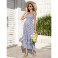thumbnail image 4 of Women's Maternity Smocked Dress Sleeveless Spaghetti Strap Boho Dress Casual Summer Maxi Dress, 4 of 5