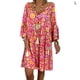 thumbnail image 1 of Vestido de verano de manga larga con cuello en V Vestido de mujer con estampado de tela suelta, rojo, L sidaley AP002186-19, 1 of 5