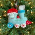thumbnail image 3 of Blue Steam Train Ornament - Felt Wool Fair Trade Christmas Decor Handmade in Nepal, 3 of 5