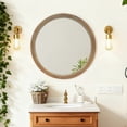 thumbnail image 6 of GDF Studio 23.26" Round Distressed Wood Beaded Wall Mirror, Farmhouse Vintage Accent Mirror, Bathroom, Natural, 6 of 7