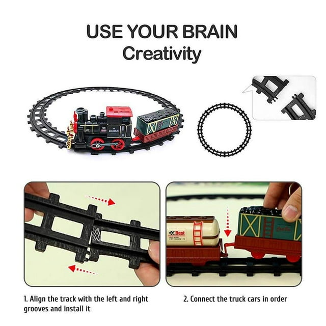 Children's Toy Christmas Train Rail Set with Steam Track Track Train Train Light and Sound Christmas Retro Steam Track Train Model Toy