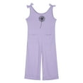 thumbnail image 4 of LIIPEE Girls Romper Children Kids Sleeveless Bow Shoulder Strap Jumpsuit Long Straight Leg Graphic Bodysuit With Pocket Comfortable Breathable Soft Cute Daily One-Pieces,Purple,7-8 Years, 4 of 4