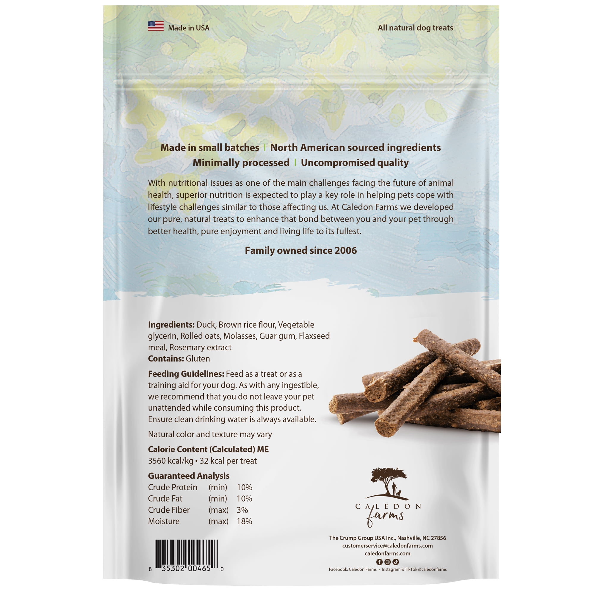 Caledon Farms Chewy Duck Sticks 7.76 Oz, Dog Treats