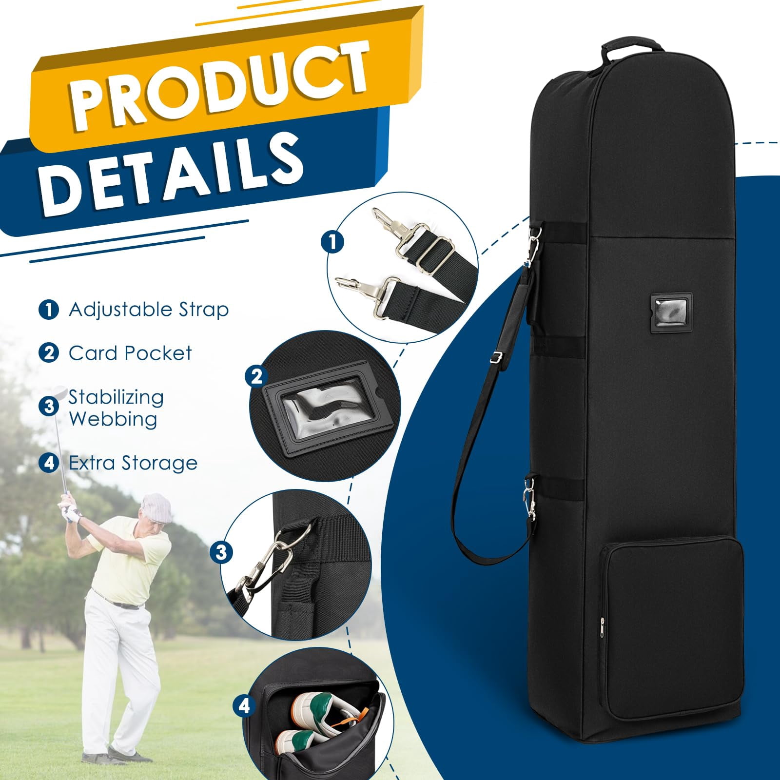 Golf Travel Bags For Airlines - 900d Heavy Duty Tear-resistant Oxford  Lightweight Foldable Design & Detachable Shoulder Strap Club Case Budget Friendly Traveling Gear Covers