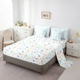 thumbnail image 5 of Homewish Girls Floral Flower Bedding Comforter Set 7-Piece, Blue Checkered King Bedding Sets, Cute Bow Knot Bed Sheets, Breathable Home Decor, 5 of 8