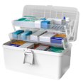 thumbnail image 2 of Caja de almacenamiento de pastillas, 3 capas, gran capacidad, estuche de cosméticos para el hogar, organizador de artículos diversos de plástico, estilo realzado, color blanco Speravity HA004344-02B, 2 of 7