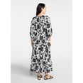 thumbnail image 2 of Time and Tru Women's V-Neck Maxi Dress with ¾-Length Sleeves, Sizes XS-XXXL, 2 of 5