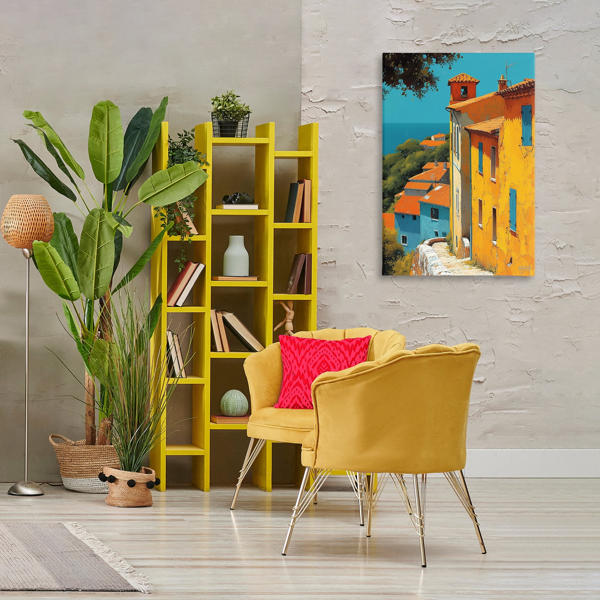 Stupell Industries Tall Buildings by Sea Buildings & Architecture Painting Wrapped Canvas Art Print Wall Art, 24 x 36