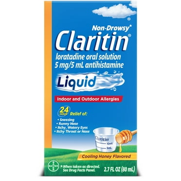 Claritin 24 Hour Non-Drowsy Loratadine Antihistamine Allergy Relief Medicine, Cooling Honey Syrup, 5 mg, 2.7 oz
