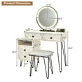 thumbnail image 4 of Costway Vanity Table Stool Set Dimmer LED Mirror Large Storage Cabinet Drawer White, 4 of 12