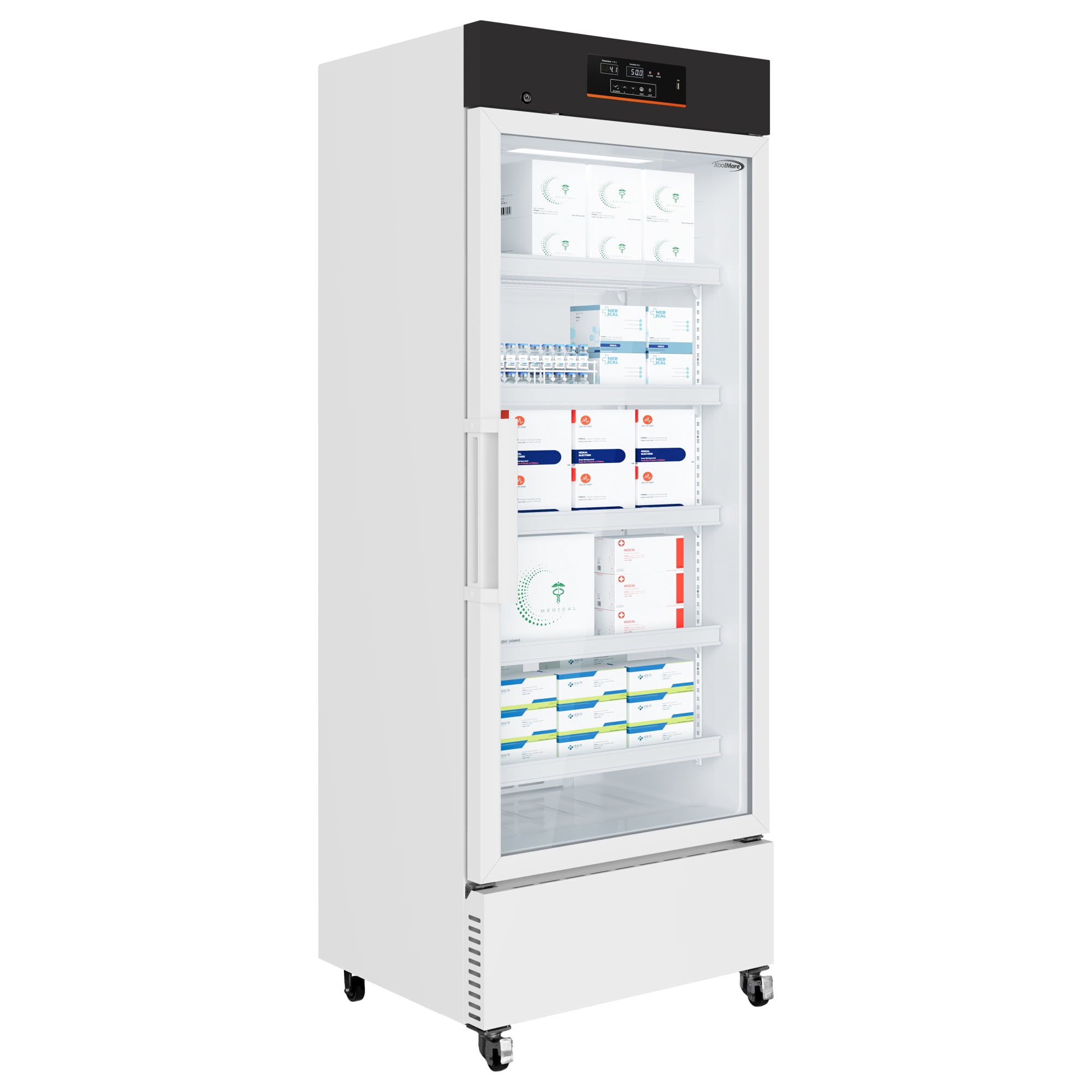 Commercial 15 cu. ft. Medical Pharmacy Refrigerator with Emergency Backup Battery and Alarm in White, UL Listed (KM-PHR-15C)