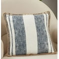 thumbnail image 3 of Fennco Styles Striped Whipstitch Cotton Jute Decorative Throw Pillow 18" W x 18" L - Blue Woven Cushion for Home, Couch, Office, Bedroom and Living Room Décor, 3 of 3