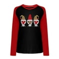 thumbnail image 3 of EQWLJWE Women Crewneck Long Sleeve Oversized Gnomes Graphic Fall Sweatshirts Plaid Leopard Love Heart Printed Tunic Tops, 3 of 4