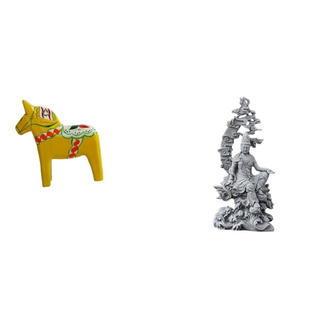 Figura de escritorio,Estatua tradicional sueca del caballo de Dala,Figura creativa del caballo Dalecarliano,Estatua de Guan Yin,Estatua de Guan Yin para decoración del hogar.