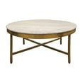 thumbnail image 3 of Orlando Carlton Ivory Marble Top Round Coffee Table on Brass Color Iron Base, 3 of 4