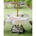 thumbnail image 3 of Coastal Outdoor Tablecloth Yellow Green Coral Round Patio Tablecloths 60 Inch, Ocean Nautical Table Cloths with Umbrella Hole and Zipper, Summer Beach Table Cover for Outdoor Tables Garden Party, 3 of 5