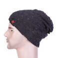 thumbnail image 2 of Prolriy Hat and Scarf Set for Women, Women's Autumn and Winter New Hollow Out Double Stripe Warm Wool Knitted Hat Hats for Men Dark Gray, 2 of 3