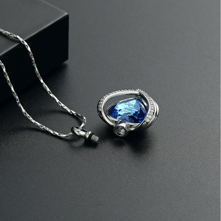 Collana in argento sterling con ala d'angelo e cuore per urna per le ceneri