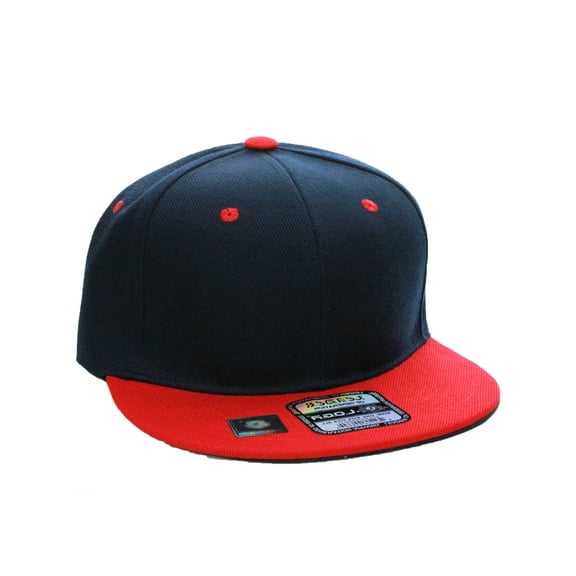 D&I. Plain Adjustable Snapback Hats Caps Flat Bill Visor - Navy Red