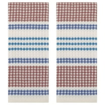 REGALWOVEN Waffle Striped Hand Towels for Bathroom, Soft Absorbent Cotton Decorative Hand Towel Set (13 x 29 Inch) Blue Brown 2-Piece