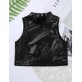 thumbnail image 4 of Raenseen Kids Girls' Metallic Mock Neck Crop Tank Tops Ballet Dance Dancewear Athletic Sports Vest Black 12, 4 of 9