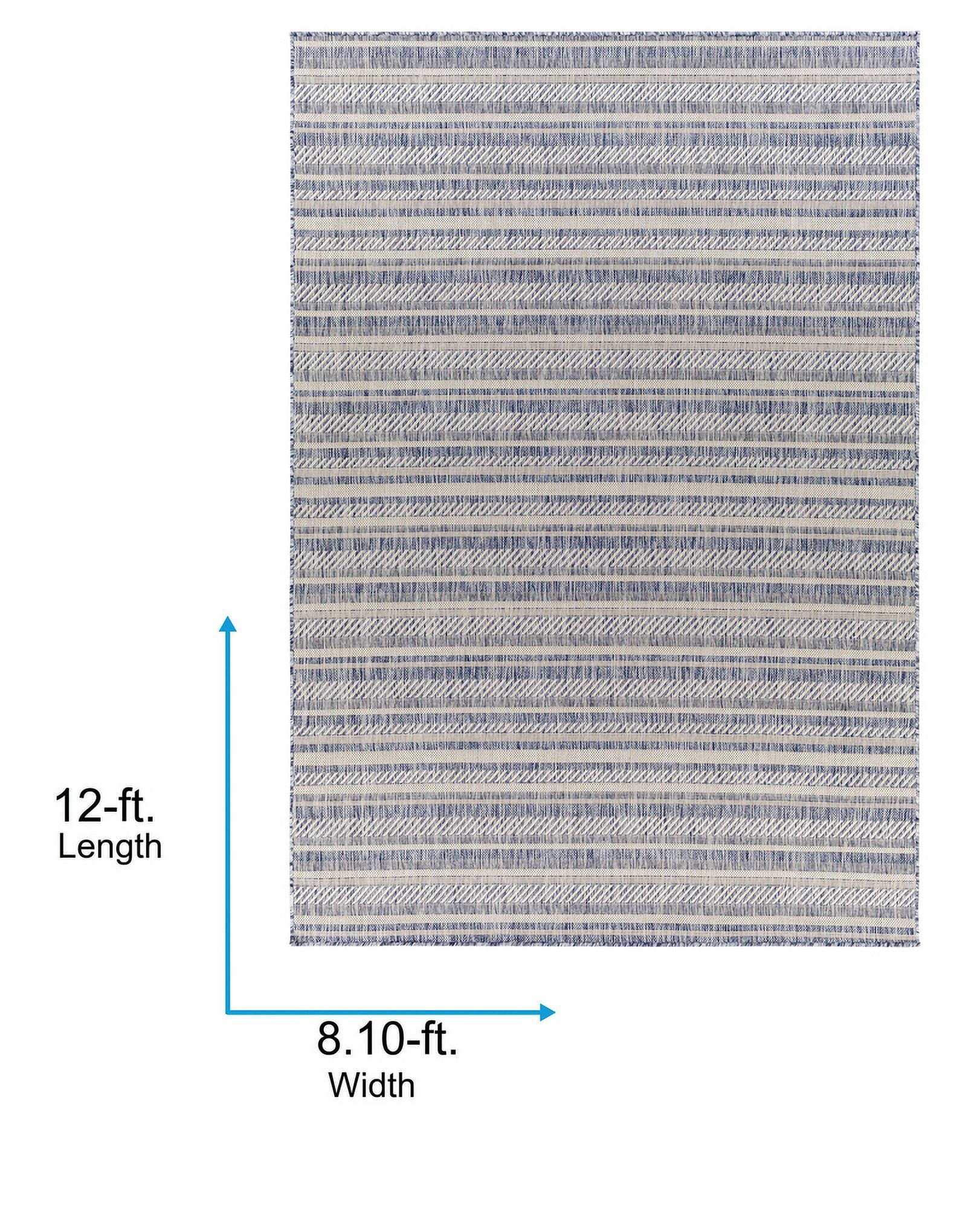 Livabliss Eagean Global Indoor/Outdoor Area Rug,8'10" x 12',Denim
