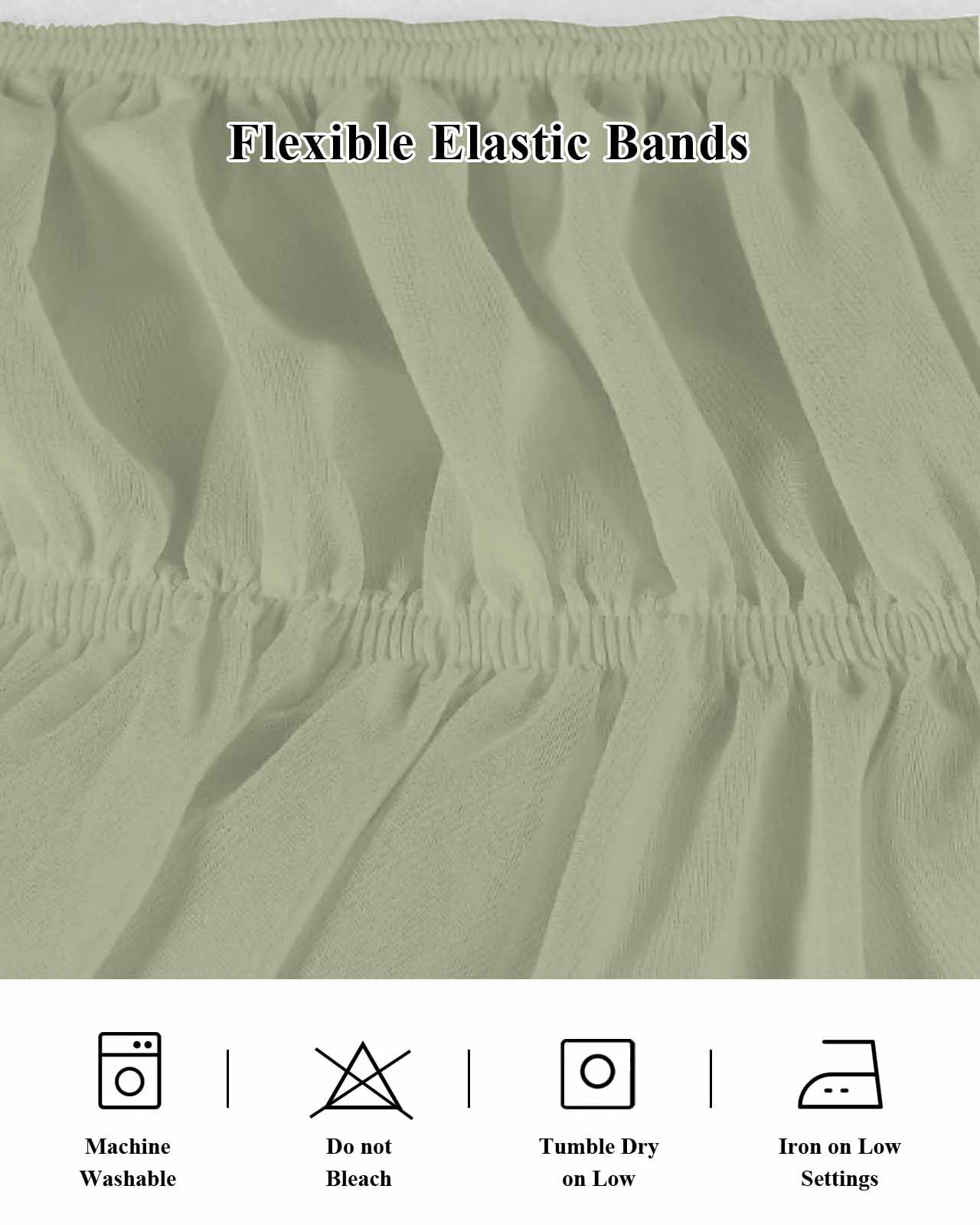 Sage Green Bed Skirt Solid Color Bed Skirts Queen Size 16 Inch Drop, Wrap Around Dust Ruffle&nbsp;Bedskirt with Adjustable Elastic Belt for Queen Size Beds