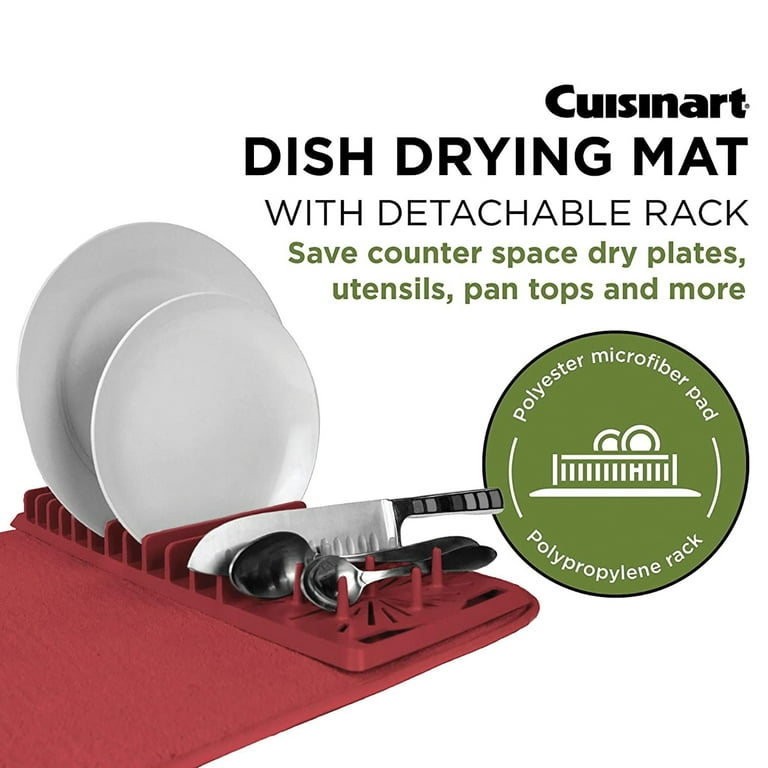 RED CUISINART DISH DRYING MAT WITH RACK - 16 X 18