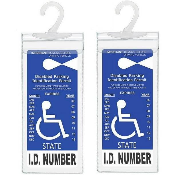 Bolsa de PVC transparente con gancho para carteles para discapacitados, bolsa de almacenamiento con eslogan de estacionamiento para tarjetas para discapacitados