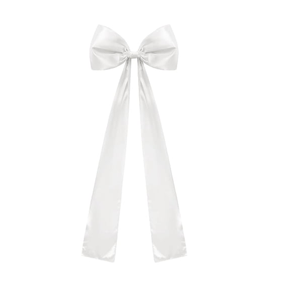 Aximioll Christmas Large White Satin Bow 9.8 in, Lustrous Silky Fabric Finish and Cascading Streamers, Festive Ribbon Topper for Christmas Tree and Wreath