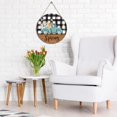 thumbnail image 4 of Spring Wooden Hanging Sign Welcome Truck Flower Door Hanger Buffalo Plaid Wood Spring Door Sign Floral Spring Door Decor Rustic Farmhouse Wall Hanging Plaque for Front Porch Outdoor Indoor, 4 of 7