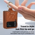 thumbnail image 6 of Allytechgroup Galaxy Flip 4 Case with Ring Holder Stand, Premium PU Leather Stylish Shockproof Anti-Scratch Portable Phone Case Cover for Samsung Galaxy Z Flip 4, Brown, 6 of 9