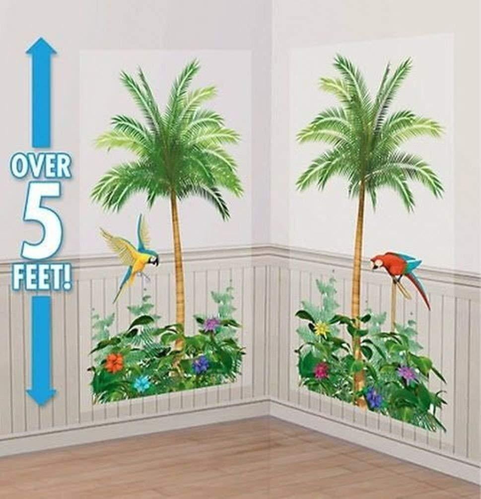 Lunarland PALM TREES SCENE SETTER Birthday Party Wall Decorations Decor LUAU Tropical Bird