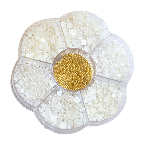 Artesanía con semiperlas, accesorios de bricolaje para manualidades con perlas para uñas, maquillaje de joyería con perlas de parte posterior plana, creatividad artística con perlas blancas prolijas