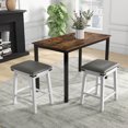 thumbnail image 4 of Costway 24" Dining Bar Stool Set of 2 Counter Height Padded Seat Wood Frame Kitchen White, 4 of 9