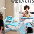 thumbnail image 3 of Laptop Desk for Bed Couch, Portable Lap Desk for Laptop, Foldable Bed Table Tray, Kids Lap Desks with Cup Holder, Blue, 3 of 14