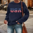 thumbnail image 2 of Beugl USA Sweatshirt on Sale, Women's Autumn Round Neck American Flag USA Print Loose Casual Pullover Sweatshirt USA Sweatshirt Women, Sweatshirt for Teen Girls Navy M, 2 of 6