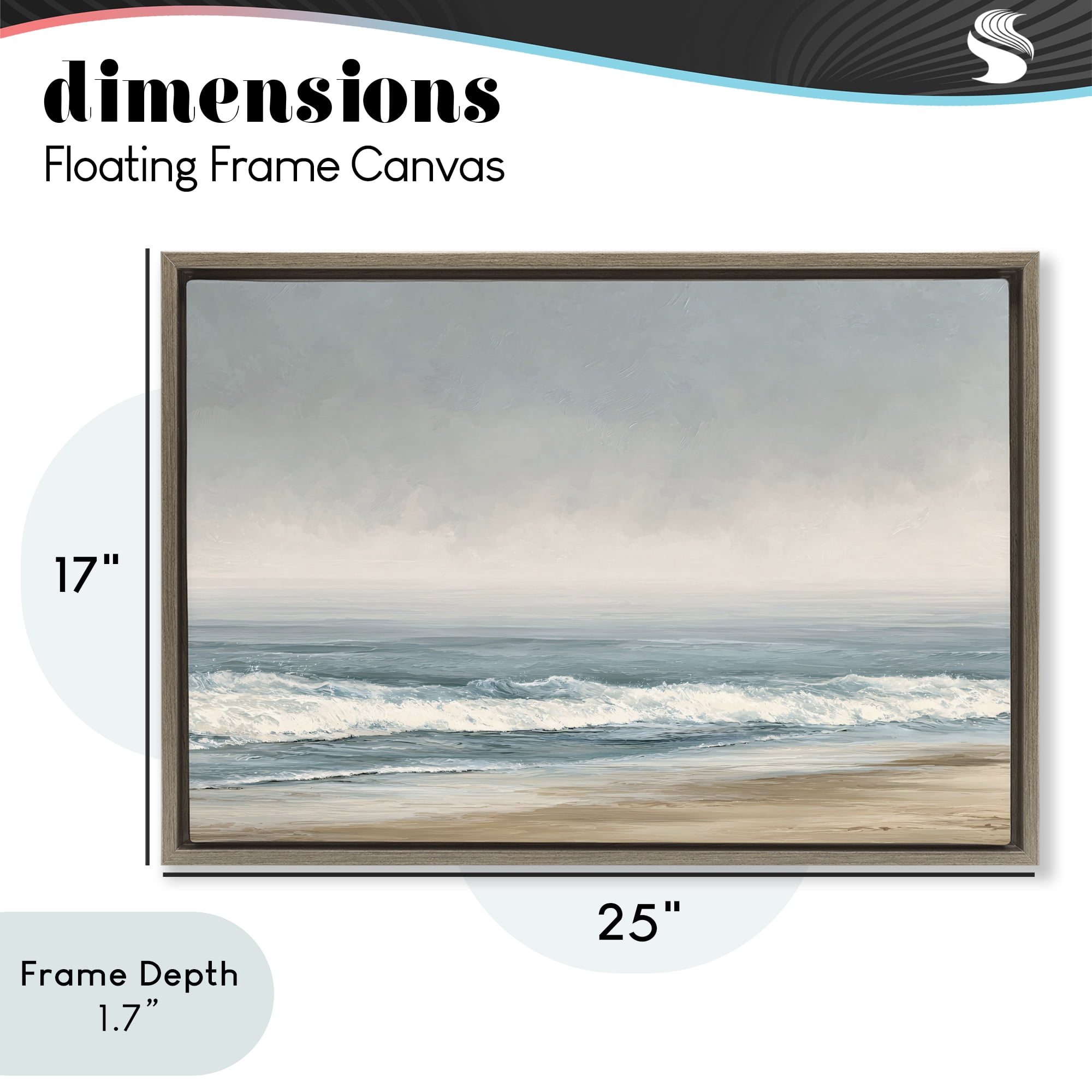 Stupell Industries Tranquil Mist Beachscape Brown Framed Floater Canvas Wall Art, design by Jacky Ngan