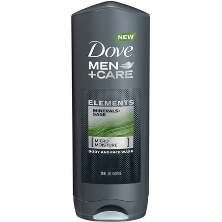 Dove Men+Care Elements Body & Face Wash, Minerals & Sage 18 oz (Pack of 2)