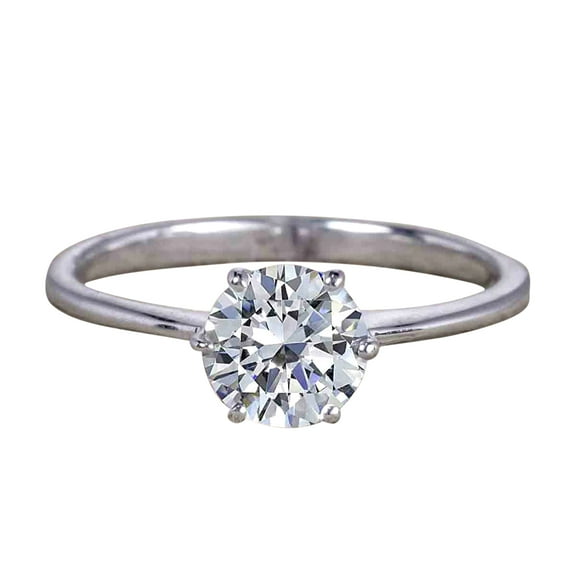 Classic Round Cut Solitaire 1 Carat Moissanite Engagement Ring on 10k White Gold