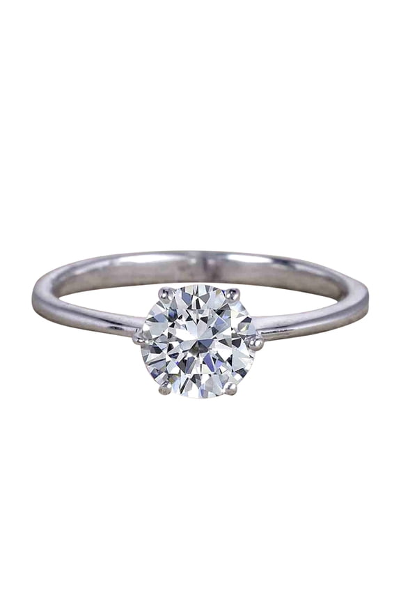 Classic Round Cut Solitaire 1 Carat Moissanite Engagement Ring with 18k Gold Plating