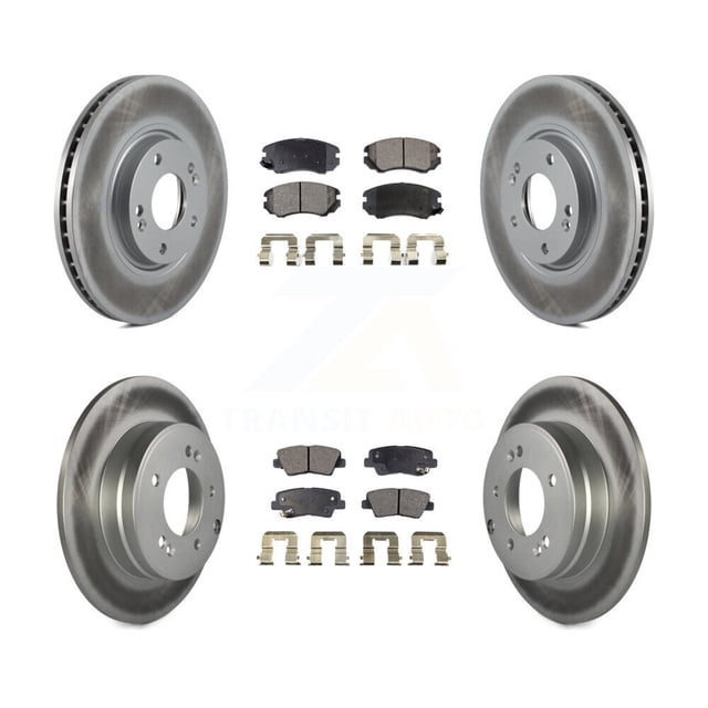 Transit Auto Front Rear Coated Disc Brake Rotors and Semi-Metallic Pads Kit for Car Hyundai Azera KGF-100875