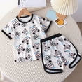 thumbnail image 2 of CAUYDY Baby Girls' Summer Shorts Set Toddler 2 Piece Clothes Kids Outfits Cute Drop Shoulder T-shirt & Short Set for 1T 2T 3T 4T 5T 6T Newborn Girl Pajamas (Sizes 6-7 Years,D1-Black), 2 of 4