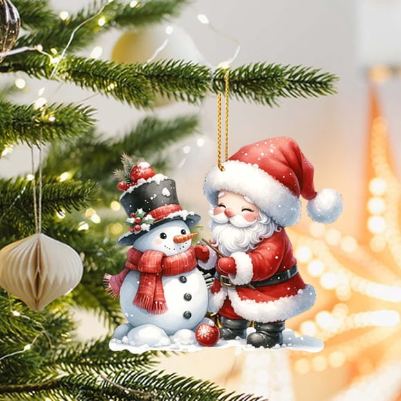 Trineo de Papá Noel, Decoración Navideña para El Hogar, Puerta de Dormitorio, Colgante Plano Acrílico 2D | Decoración Festiva | Material Acrílico | Fácil Instalación | 1 Colgante para Coche
