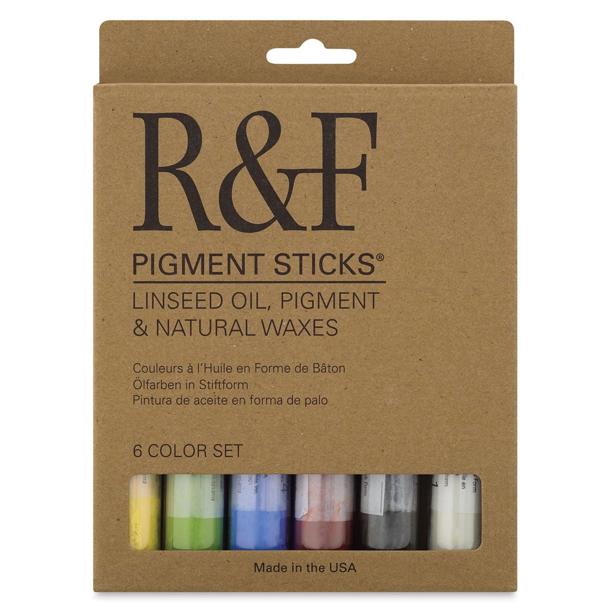 R&F Handmade Paints Pigment Stick Set, 6-Colors, Introductory