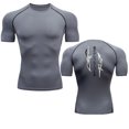 thumbnail image 1 of Animated Compression T Shirt Dagger Print for Men Athletic Quick Dry Tops Rash Guard Gym Workout Running Baselayers Undershirts grey XXXL, 1 of 6