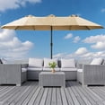 thumbnail image 5 of Greforg 15FT Triple Outdoor Patio Umbrella with Base Included & Vented Canopy, Waterproof & UV Protection, Ideal for Garden, Deck, Poolside, and Restaurant Beige, 5 of 7