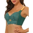 thumbnail image 4 of INSPIRE CHIC Women's Full Coverage Bras Wide Straps Longline High Back Padded Lace Push Up Bralette D 40 Dark Green, 4 of 5