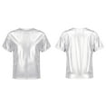 thumbnail image 1 of YONGHS Kids Girls Shiny Metallic T-Shirts Short Sleeve Dance Tops 2-18 Silver 17-18, 1 of 7