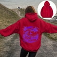 thumbnail image 2 of felwors Puff Graphic Oversized Hoodies for Women Teen Girls Kids Trendy Cute Preppy Sweatshirt Long Sleeve Y2K Tops with Pockets(Red, S), 2 of 6